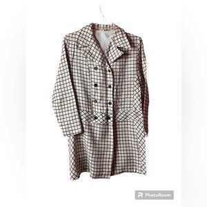 1960s Black/White Window Pane Linen Coat